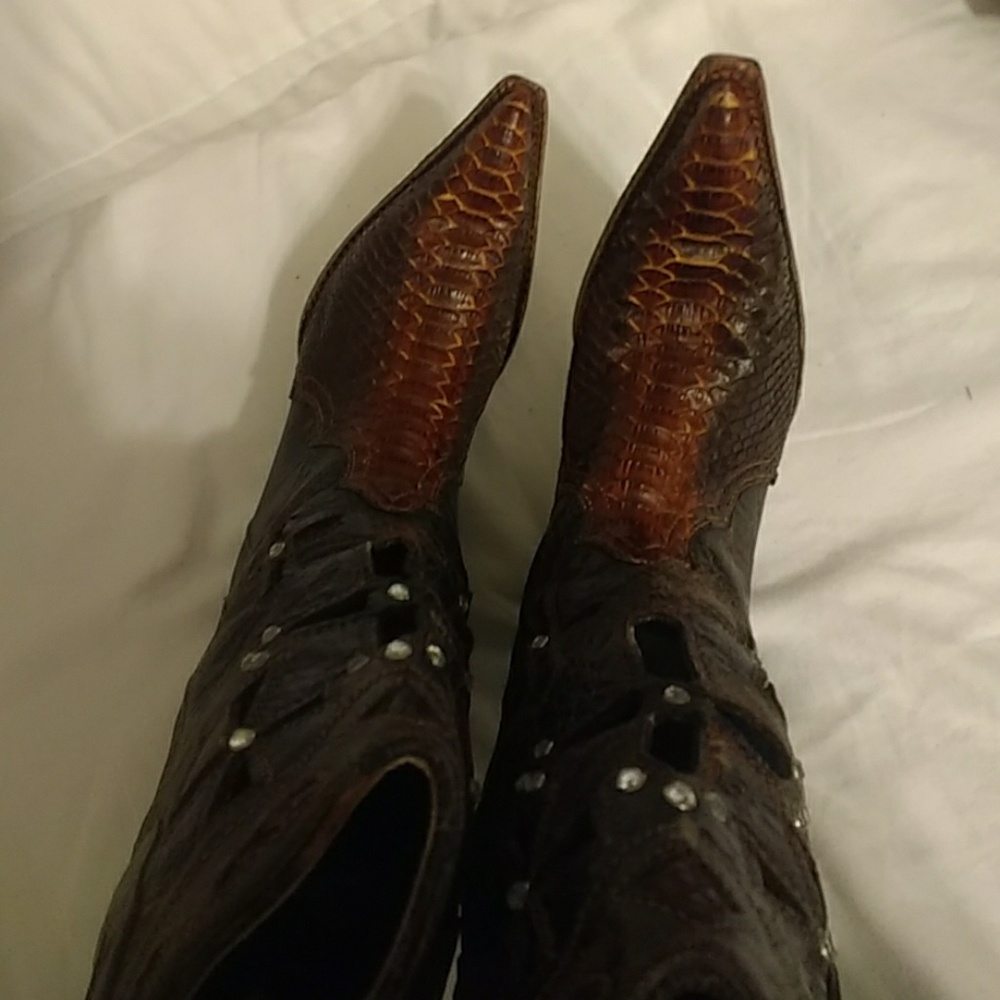 Corral Vintage Snake Skin Cowboy Boots, Sz 7.5 - Picture 4 of 8